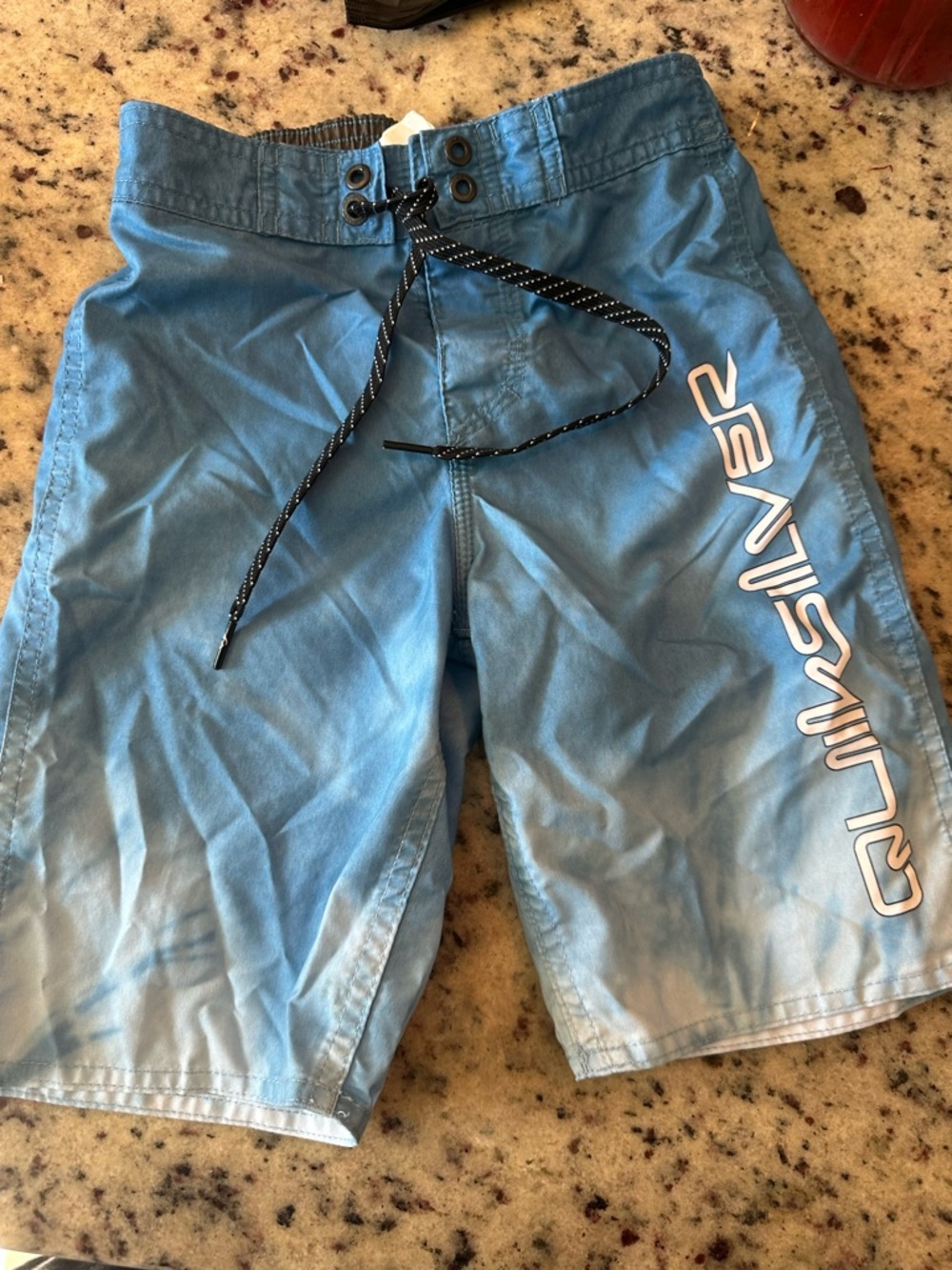 Quiksilver Blue Kids Swim Board Shorts with White Logo